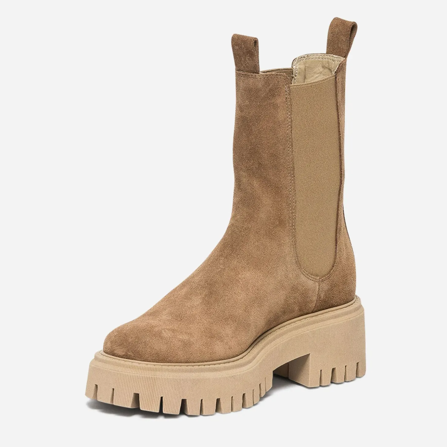 Chelsea boots cranté TEXTO camel cuir velours