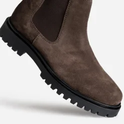 Chelsea boots marron cuir velours semelle crantée