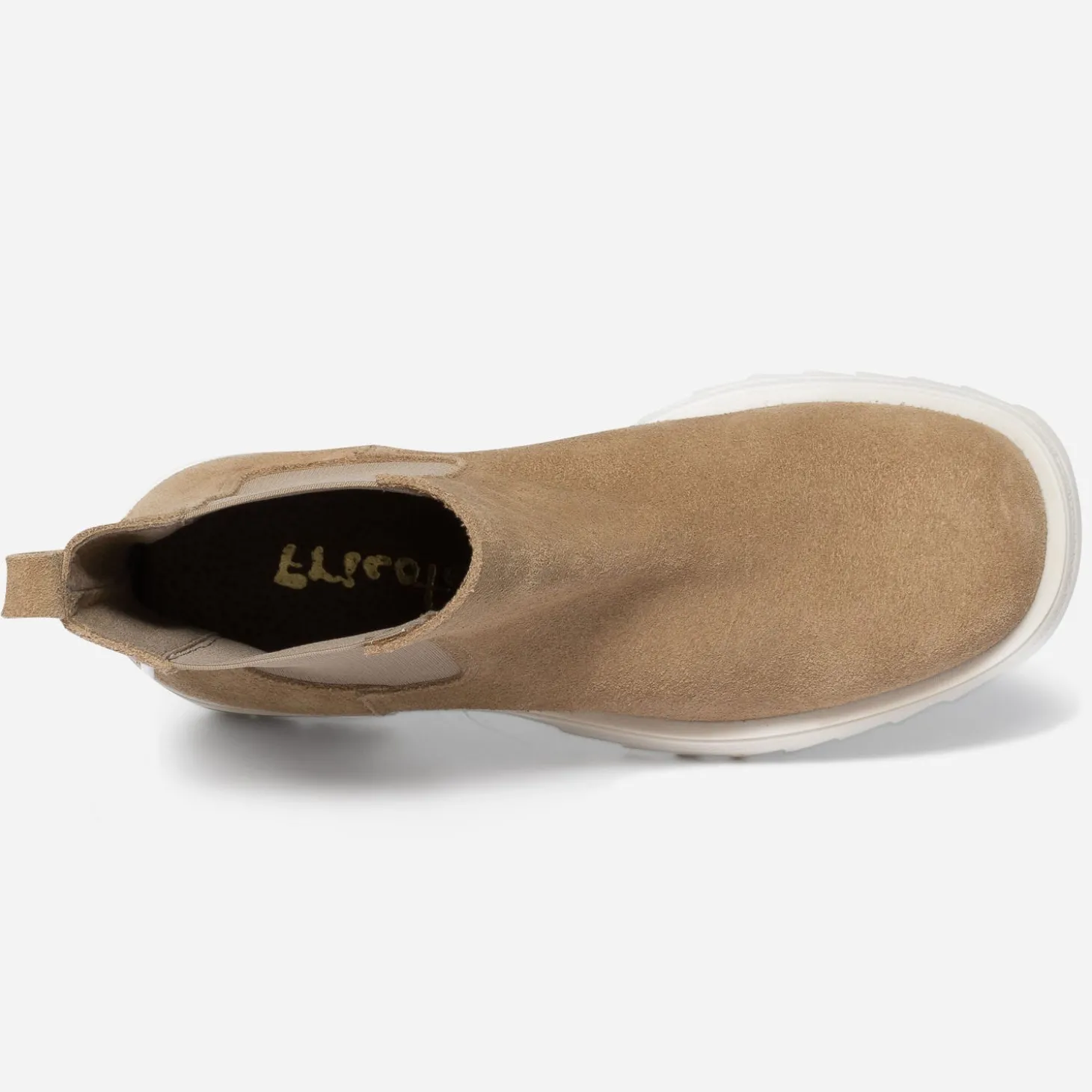 Chelsea boots TEXTO beige cuir velours