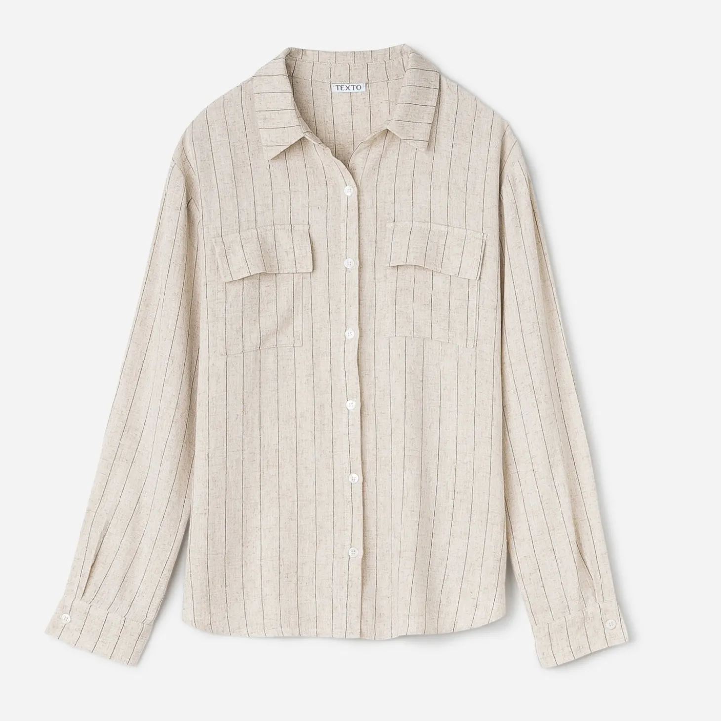 Chemise TEXTO beige rayures noires