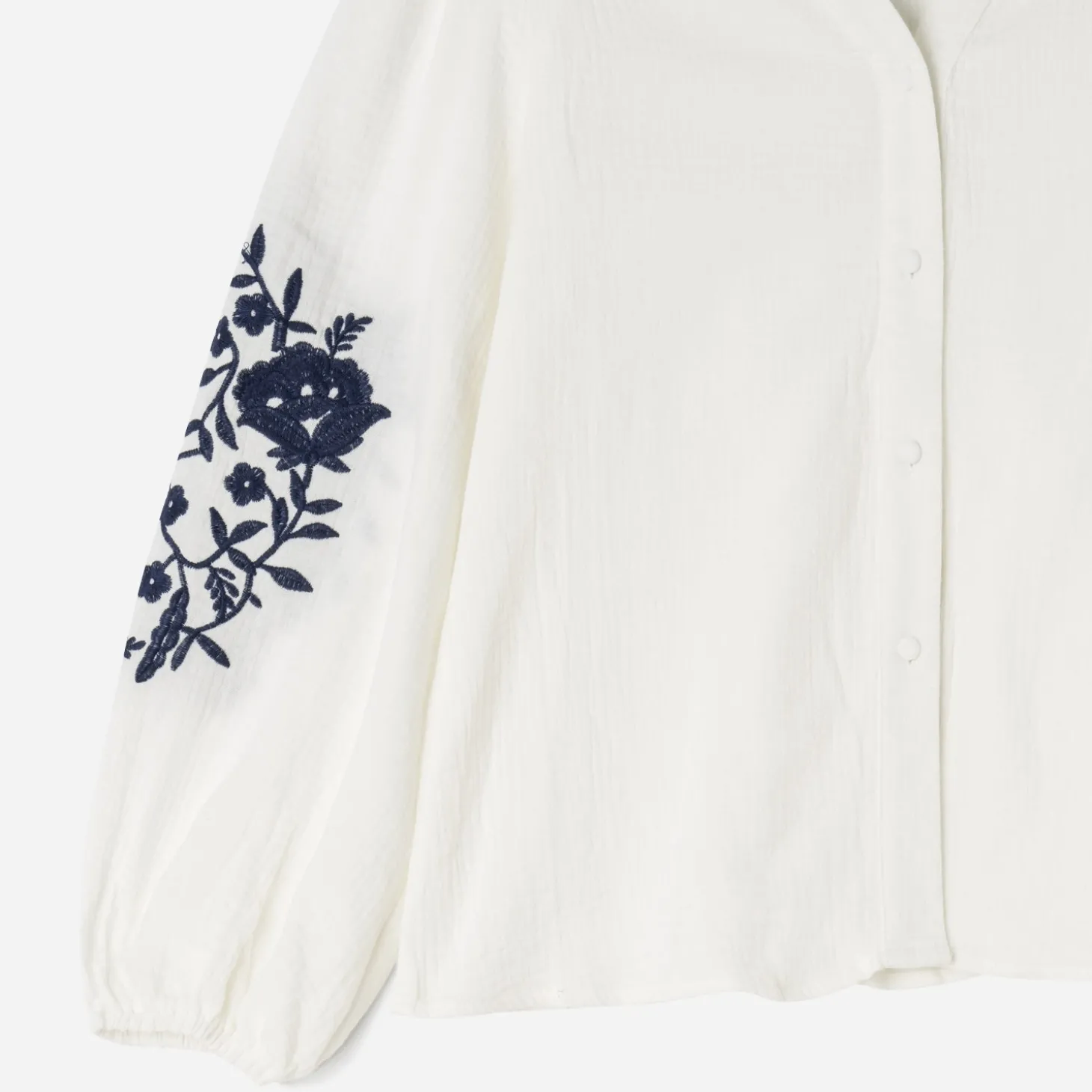 Chemise TEXTO écrue broderies marine