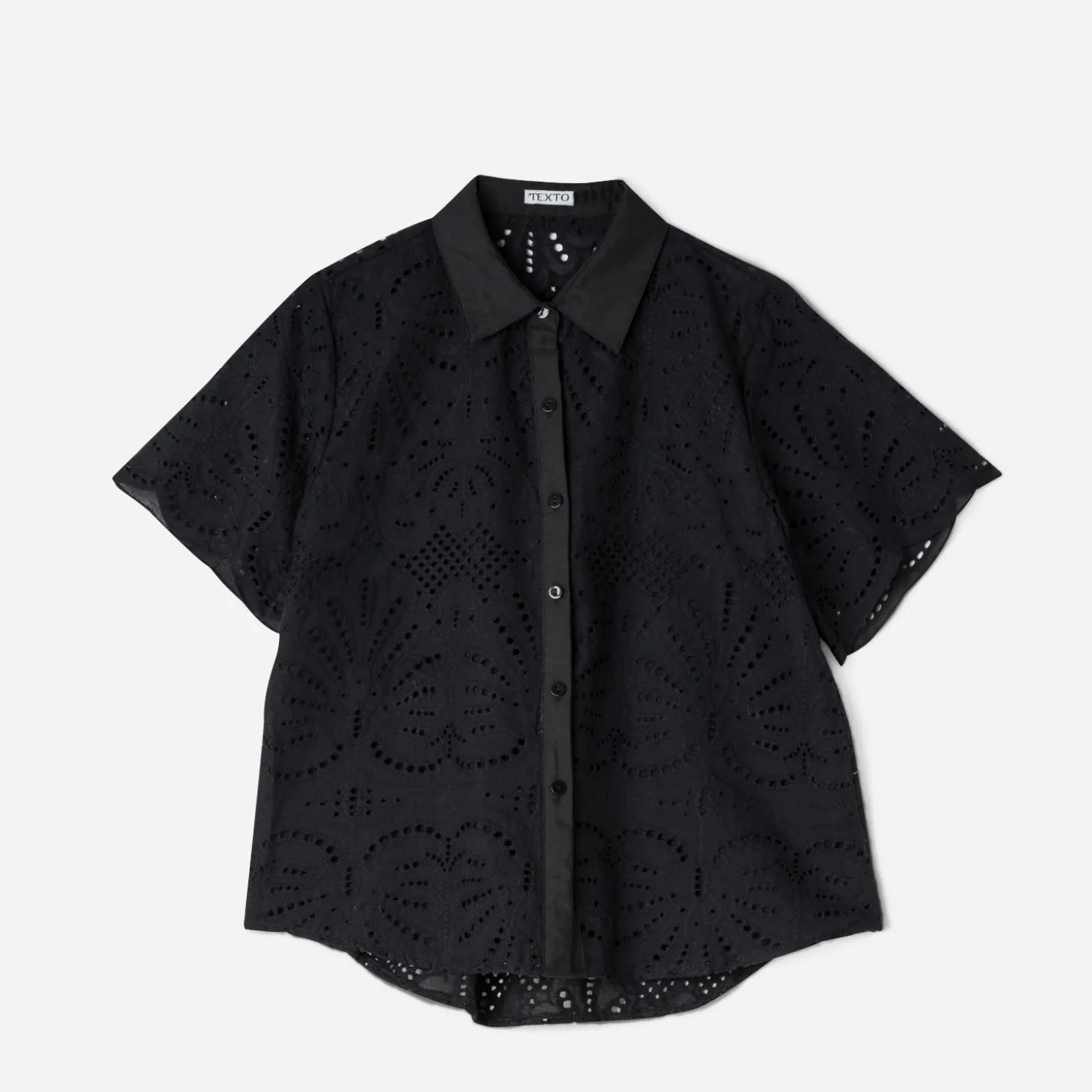 Chemise TEXTO noire broderie anglaise