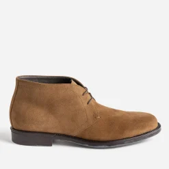 Chunky boots beige foncé cuir velours