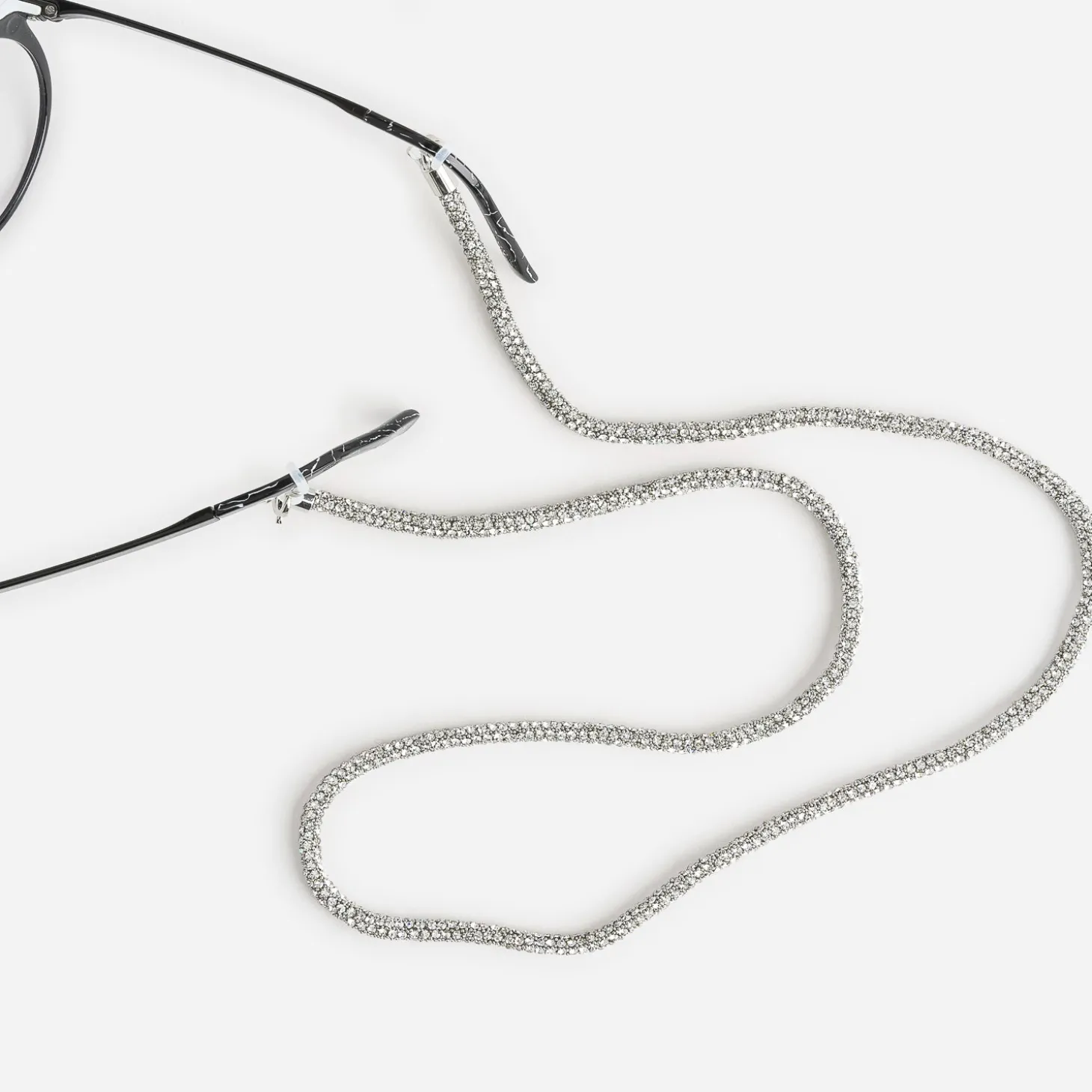Cordon à lunettes argenté strassé