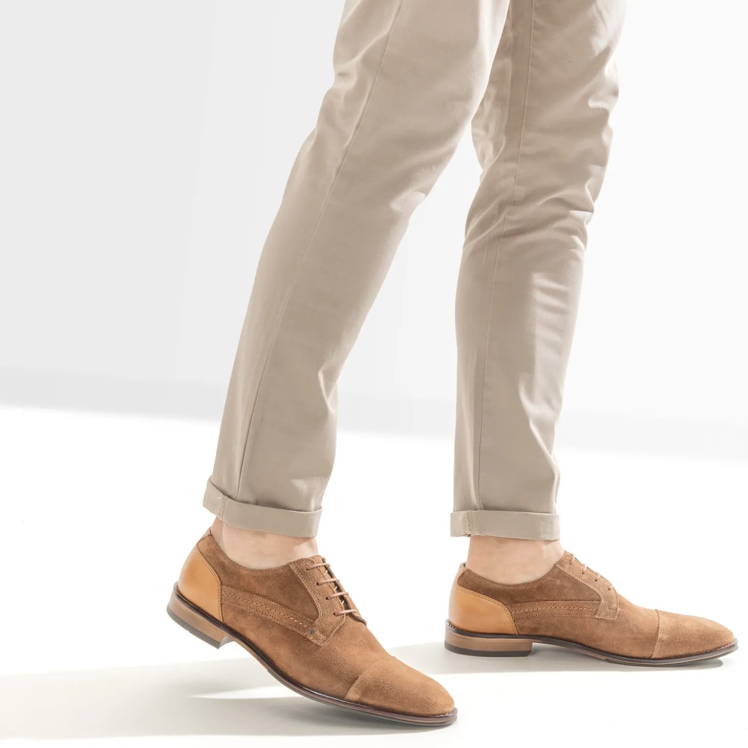 Derby cognac cuir velours éco-conçu