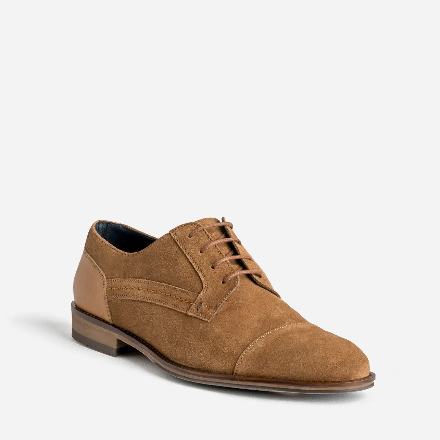 Derby cognac cuir velours éco-conçu