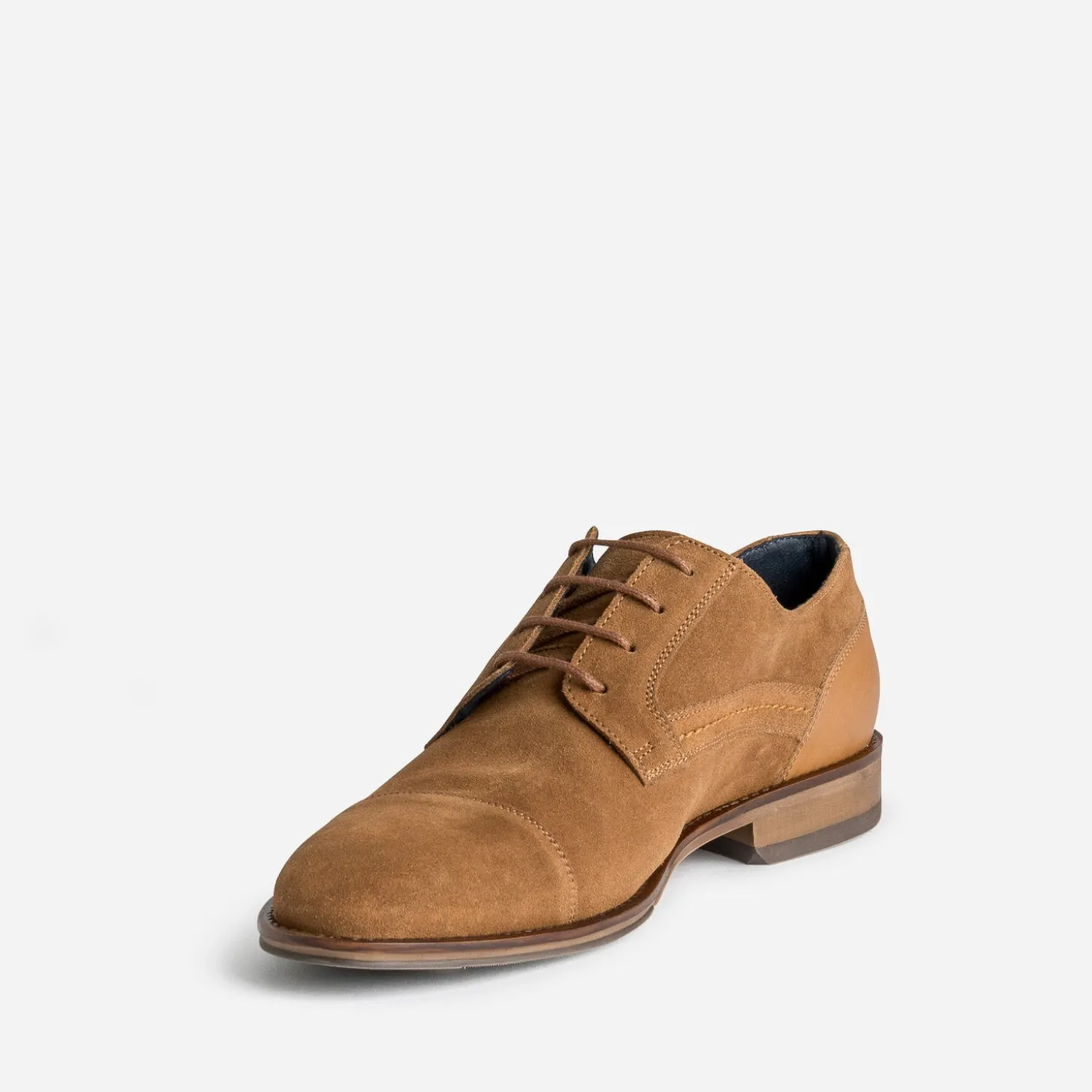 Derby cognac cuir velours éco-conçu