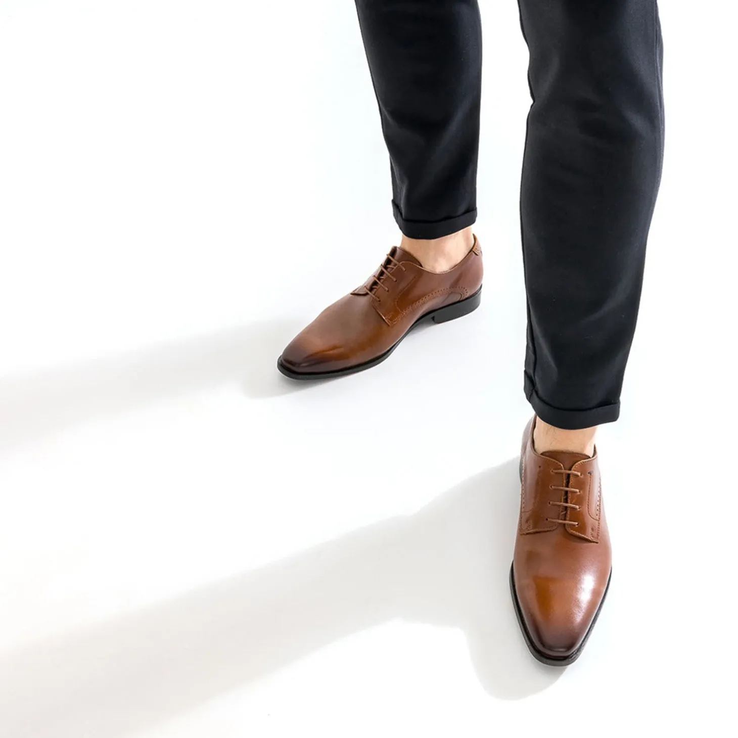 Derby cognac en cuir