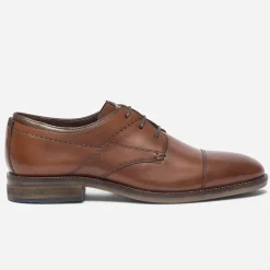 Derby cognac en cuir à double col