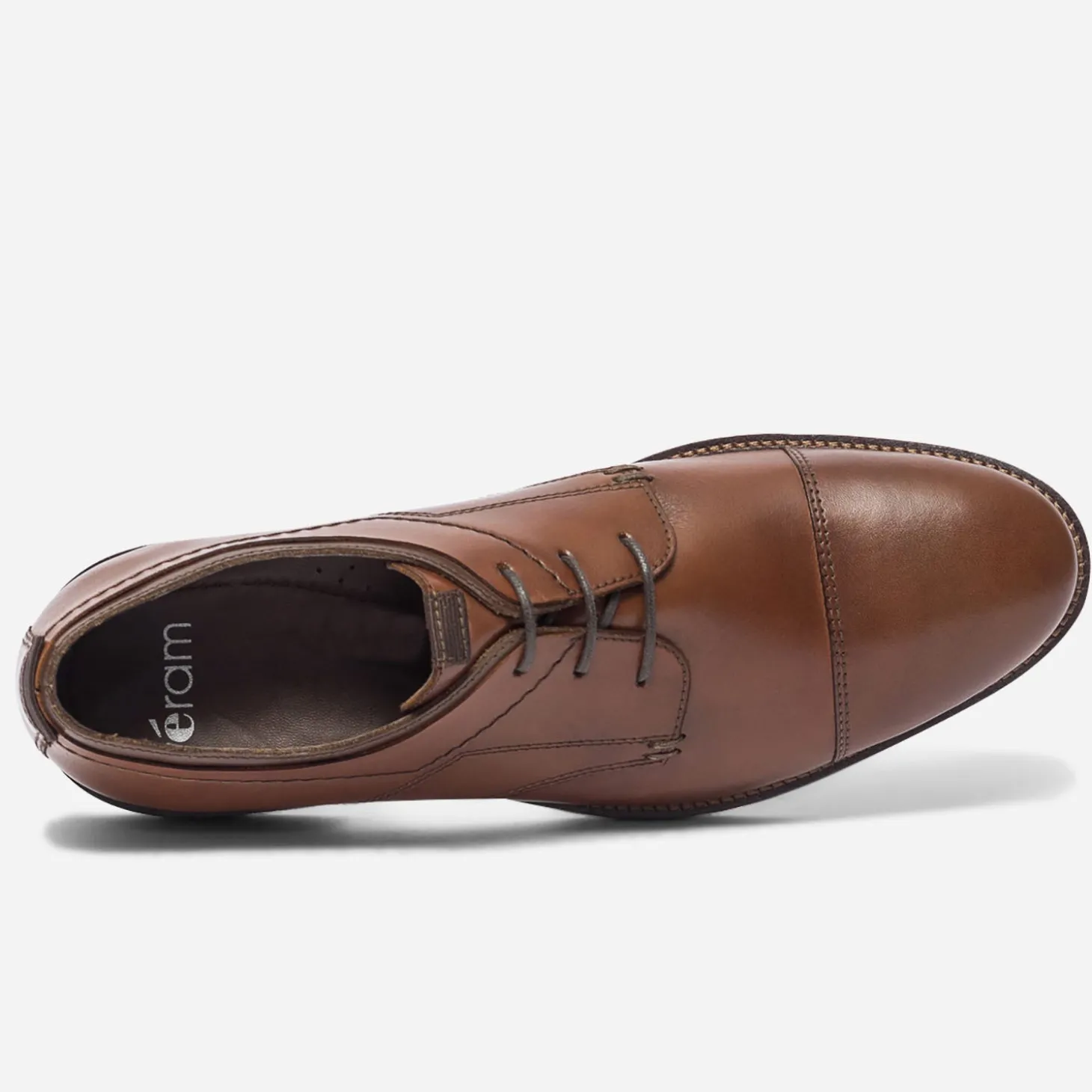 Derby cognac en cuir à double col