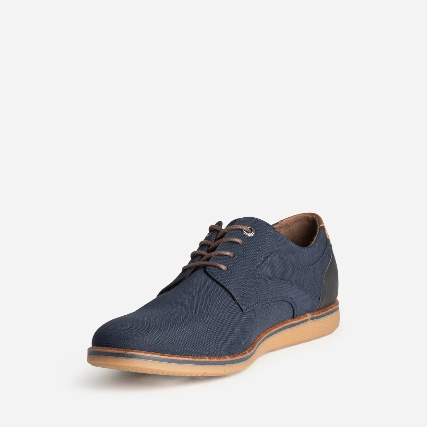 Derby confort bleu marine en textile rainuré