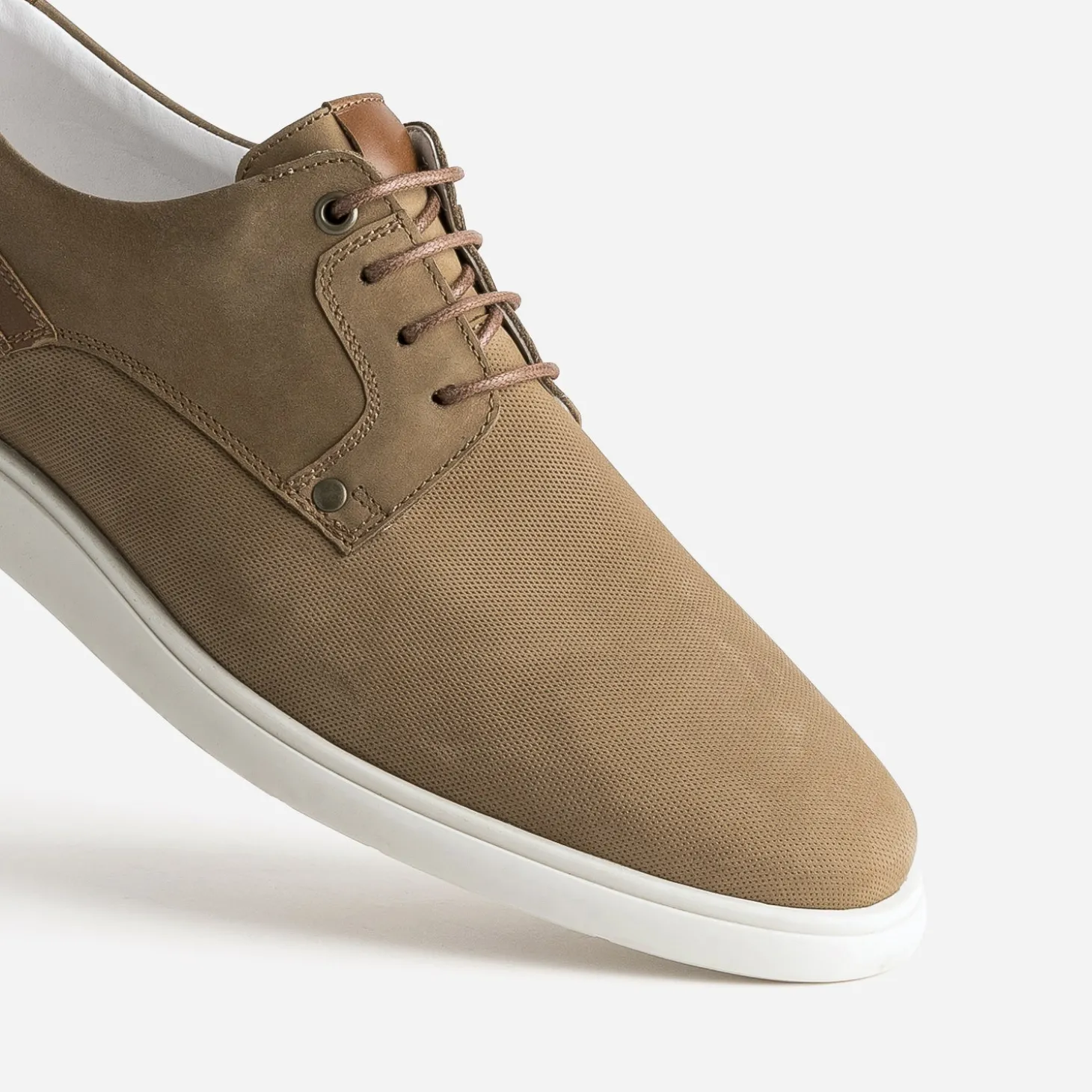 Derby confort camel cuir éco-conçu