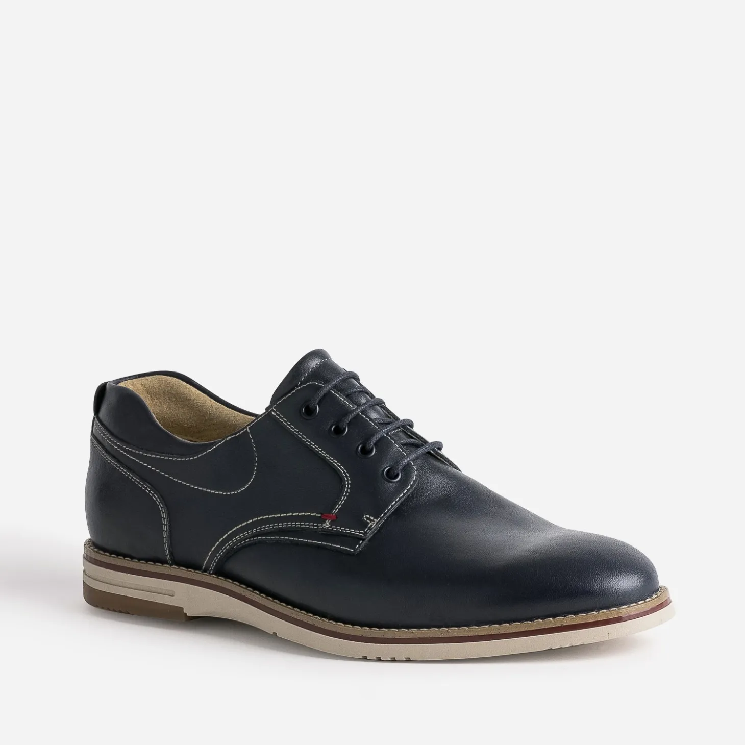 Derby confort marine éco-conçu en cuir