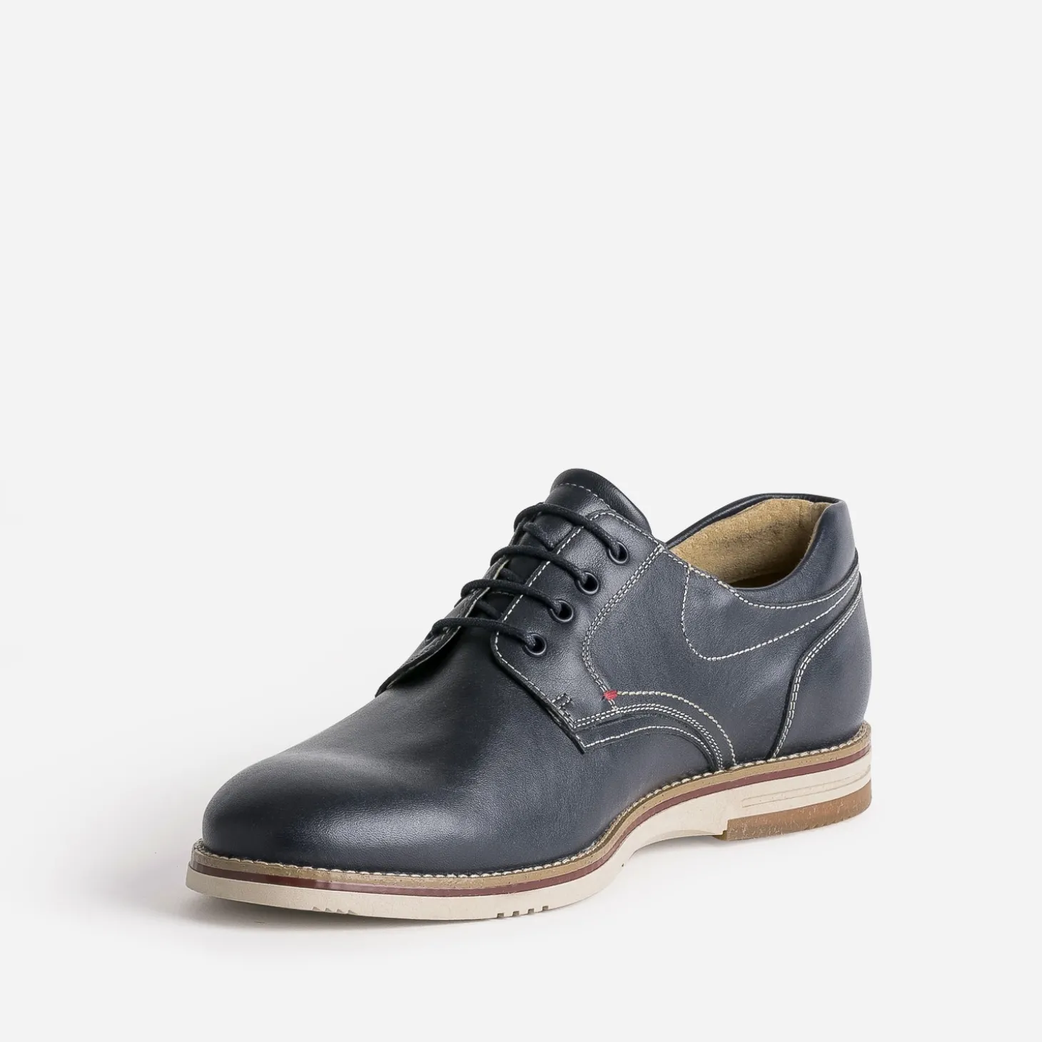 Derby confort marine éco-conçu en cuir
