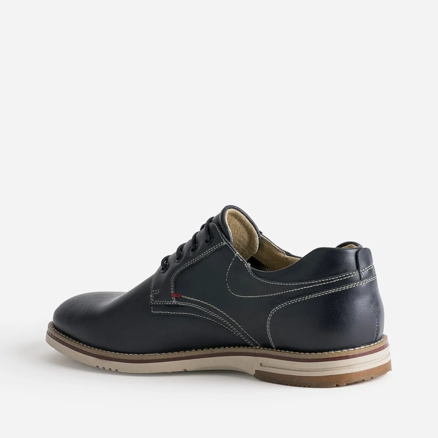 Derby confort marine éco-conçu en cuir