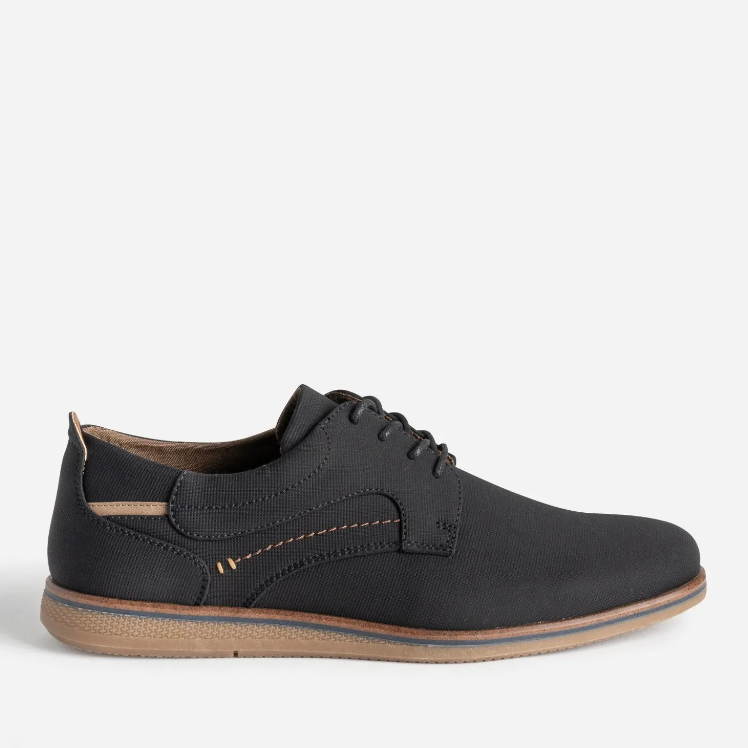 Derby confort noir en toile texturée