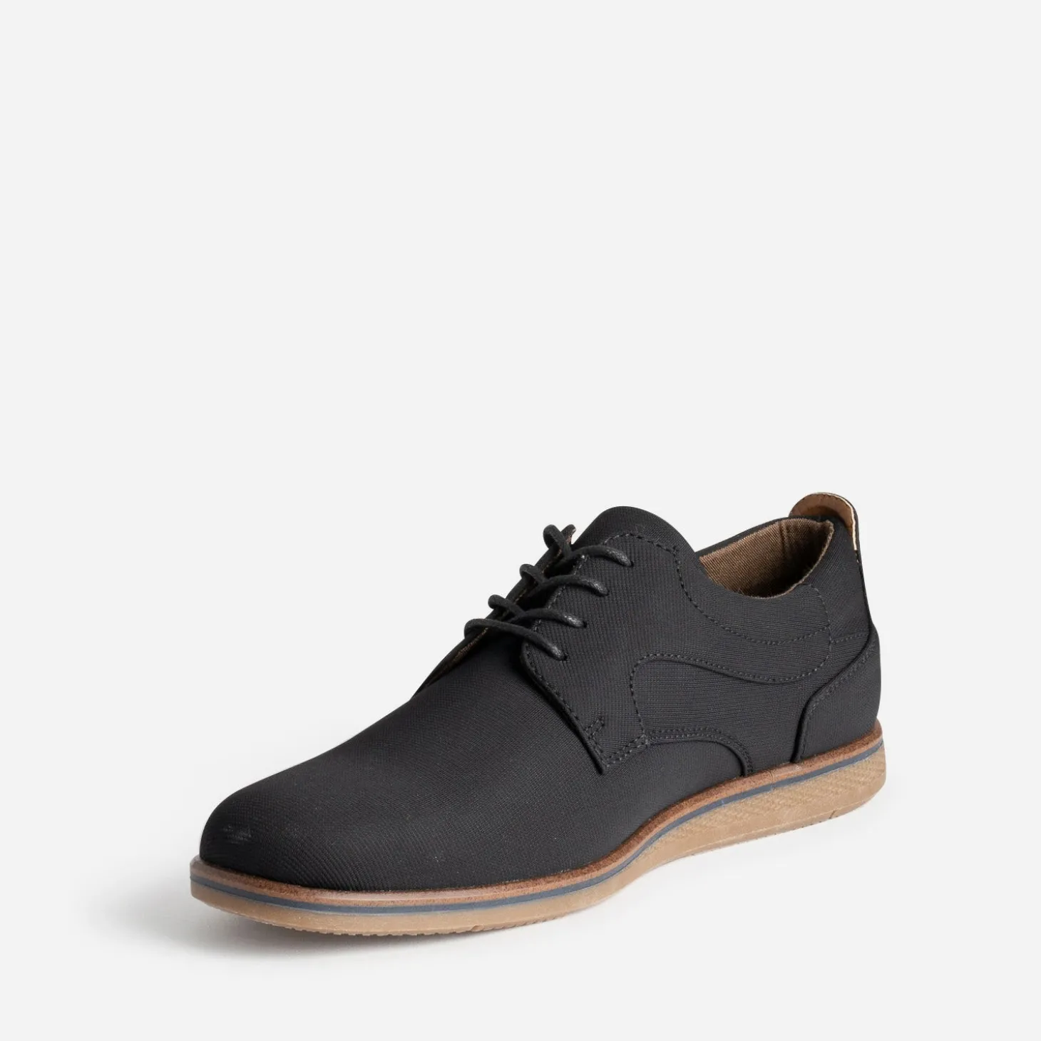 Derby confort noir en toile texturée