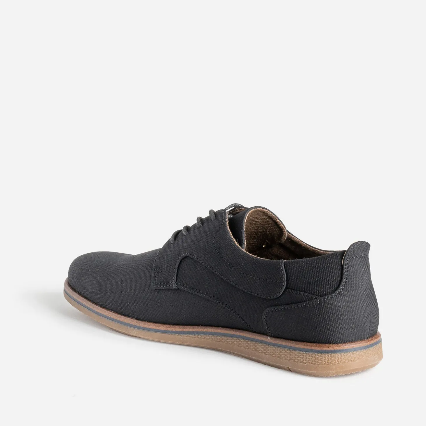 Derby confort noir en toile texturée