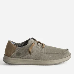 Derby confort taupe toile et cuir velours