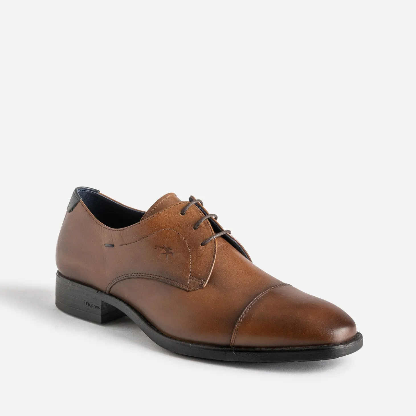 Derby FLUCHOS camel cuir bout droit