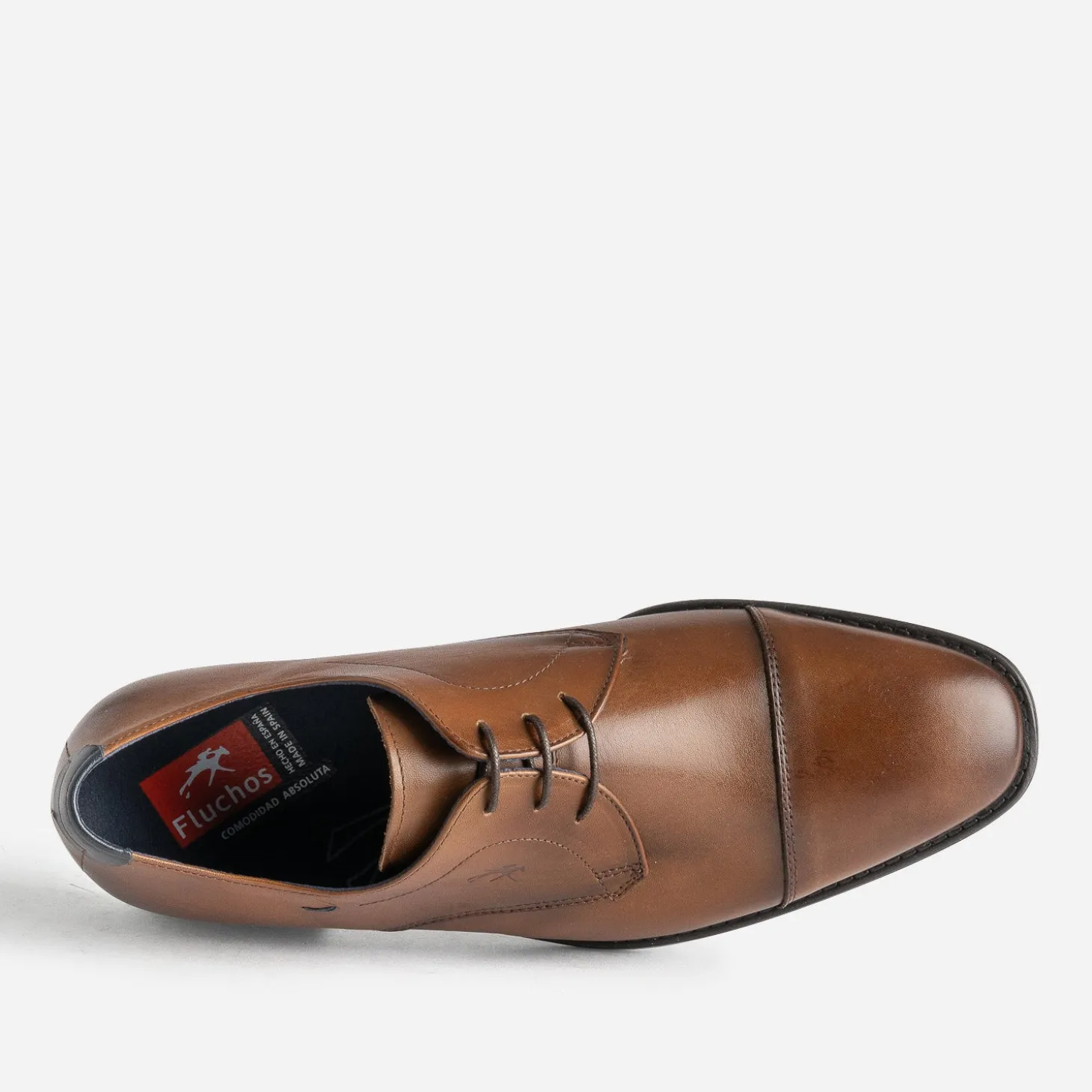 Derby FLUCHOS camel cuir bout droit