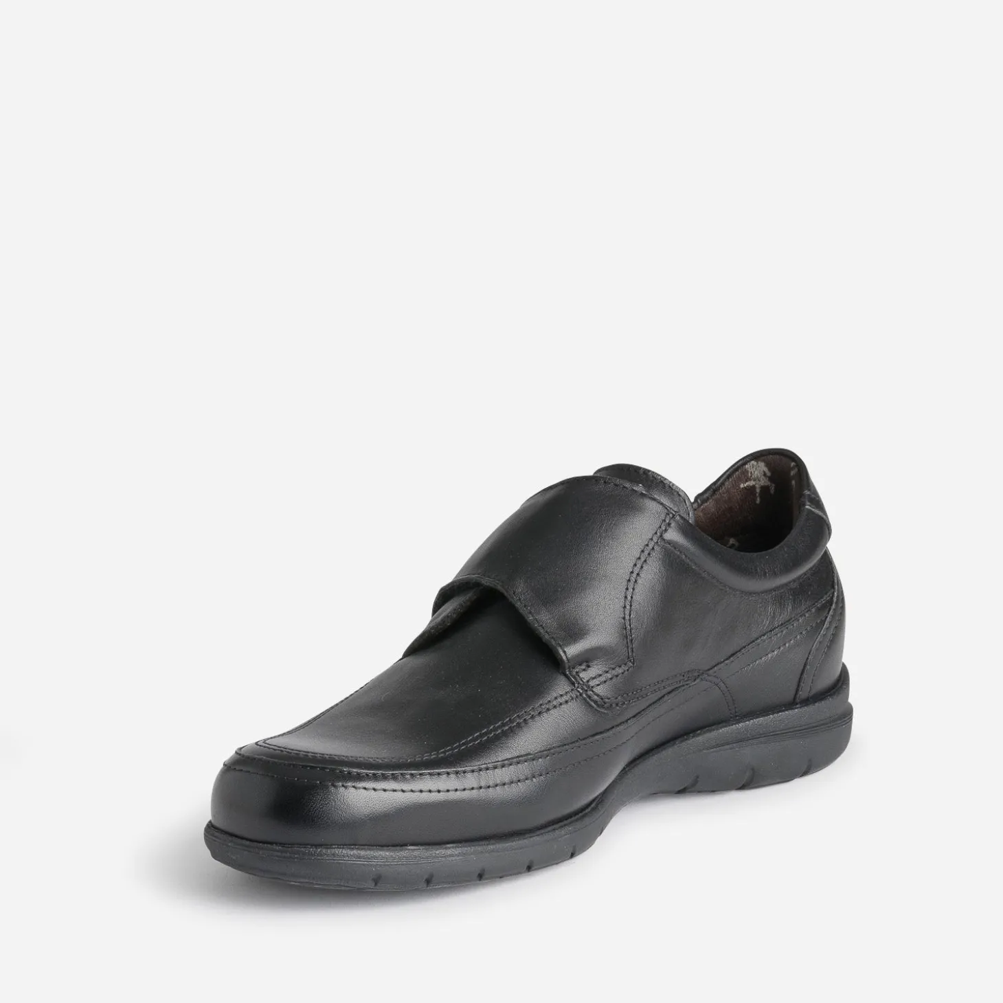 Derby FLUCHOS en cuir noir à scratch