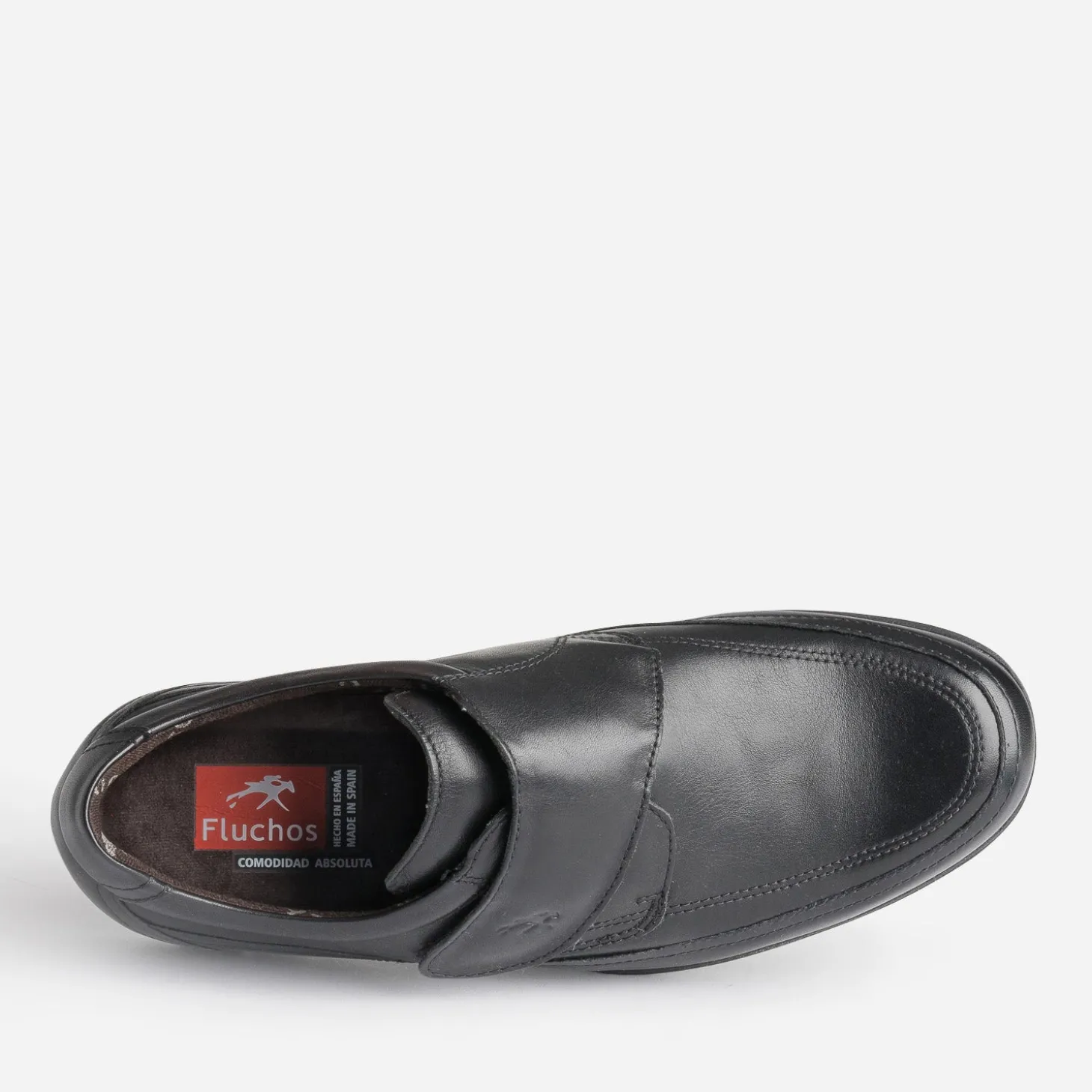 Derby FLUCHOS en cuir noir à scratch