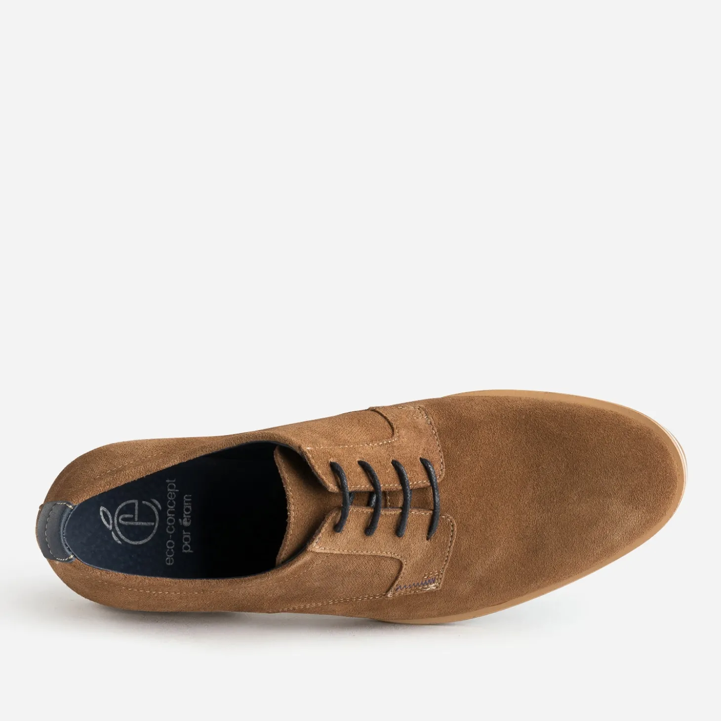 Derby marron clair éco-conçu en cuir velours