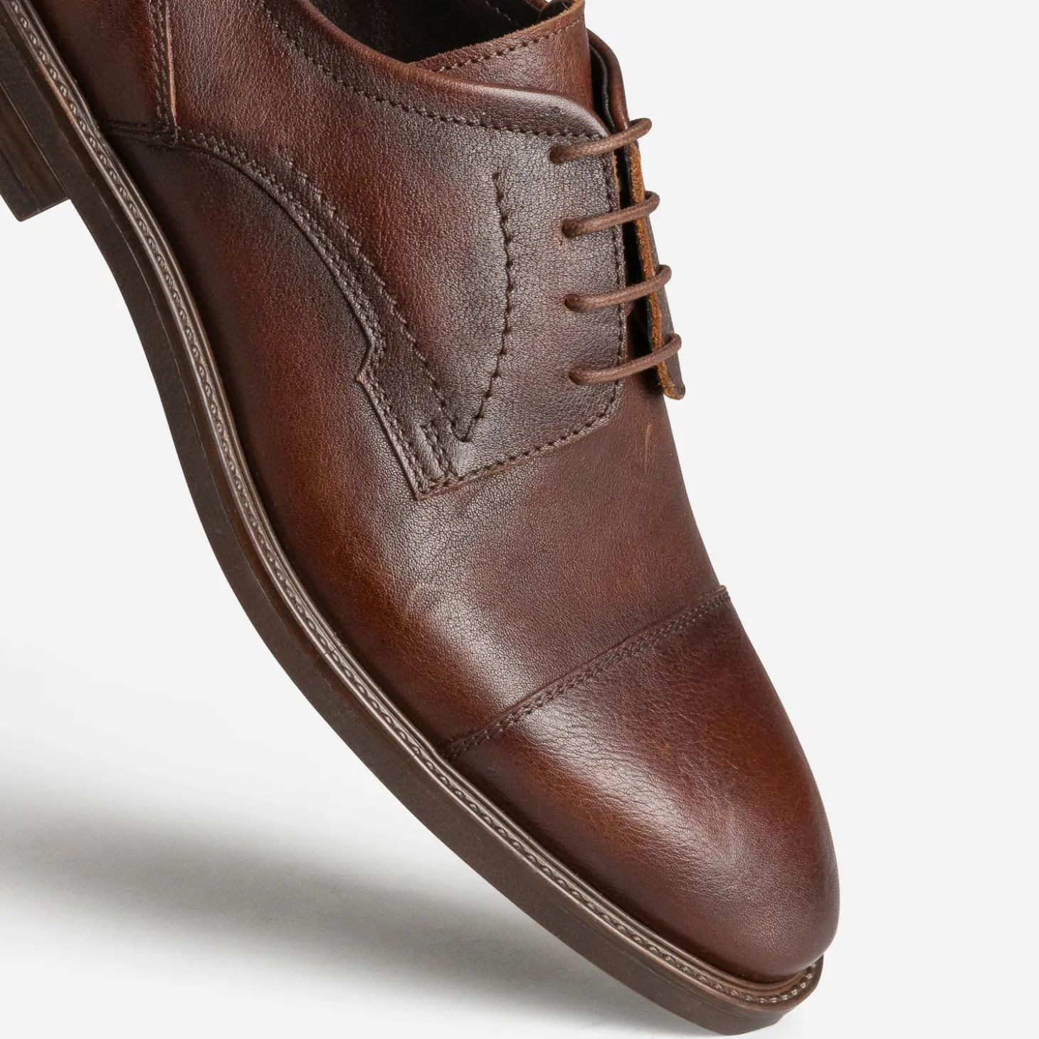 Derby marron cuir bout droit