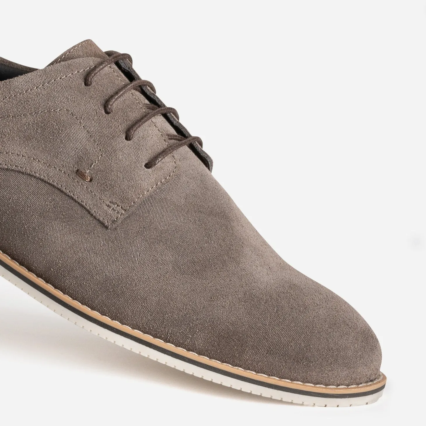 Derby taupe cuir velouts