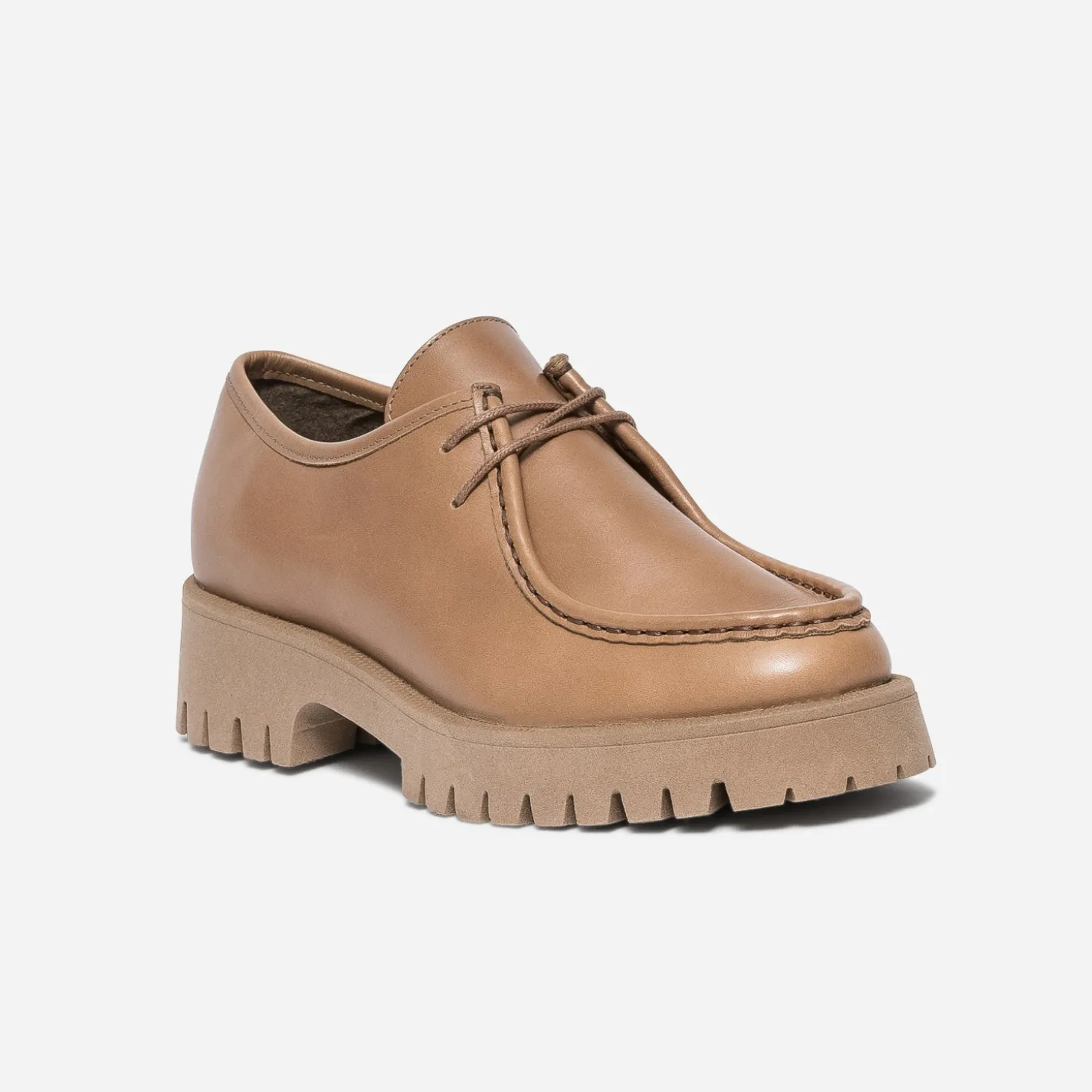 Derby TEXTO camel éco-conçu cuir à semelle crantée