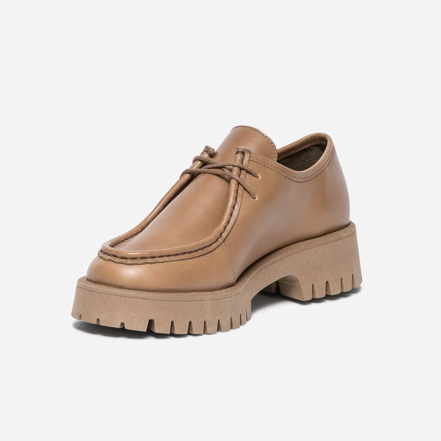 Derby TEXTO camel éco-conçu cuir à semelle crantée