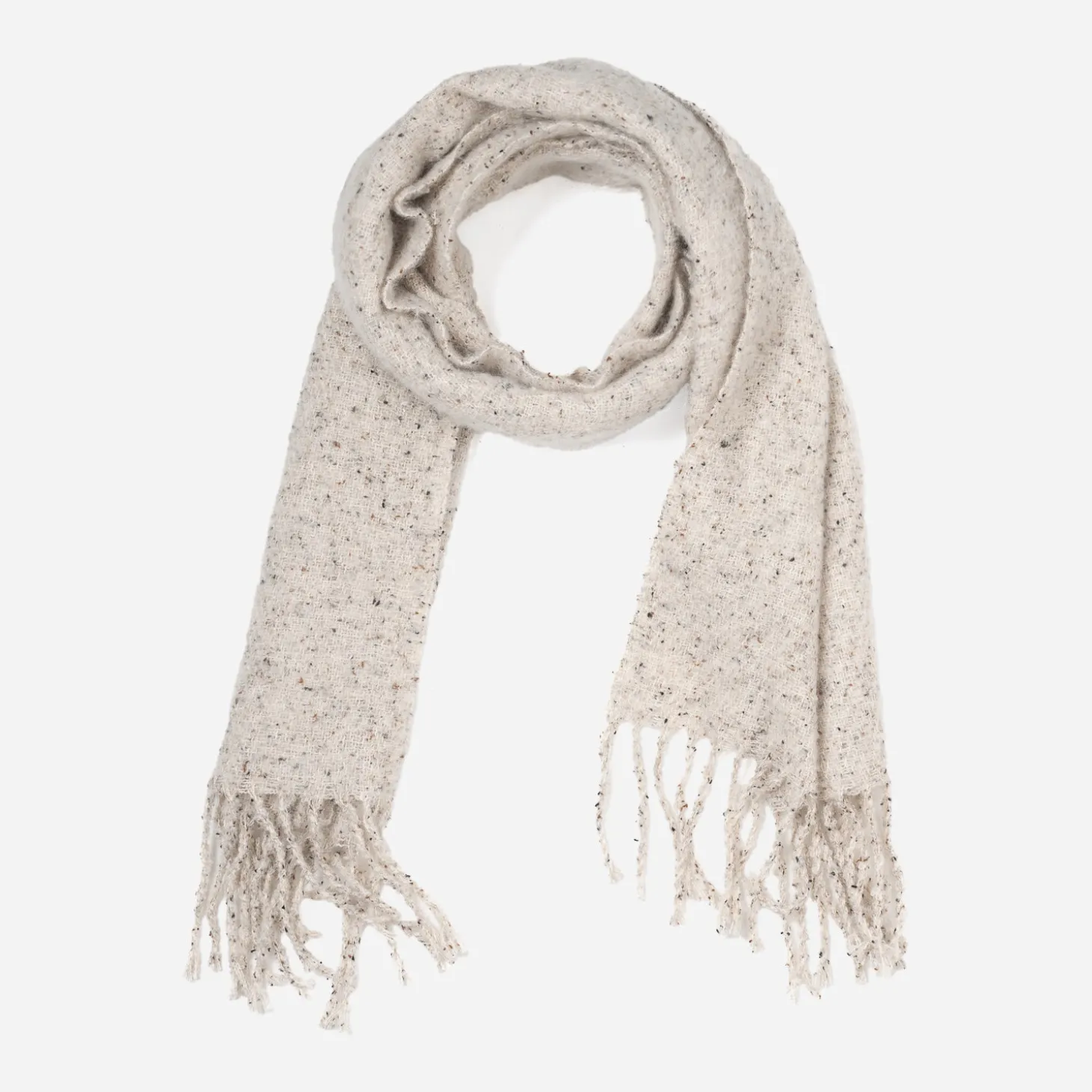 Echarpe beige chiné à franges