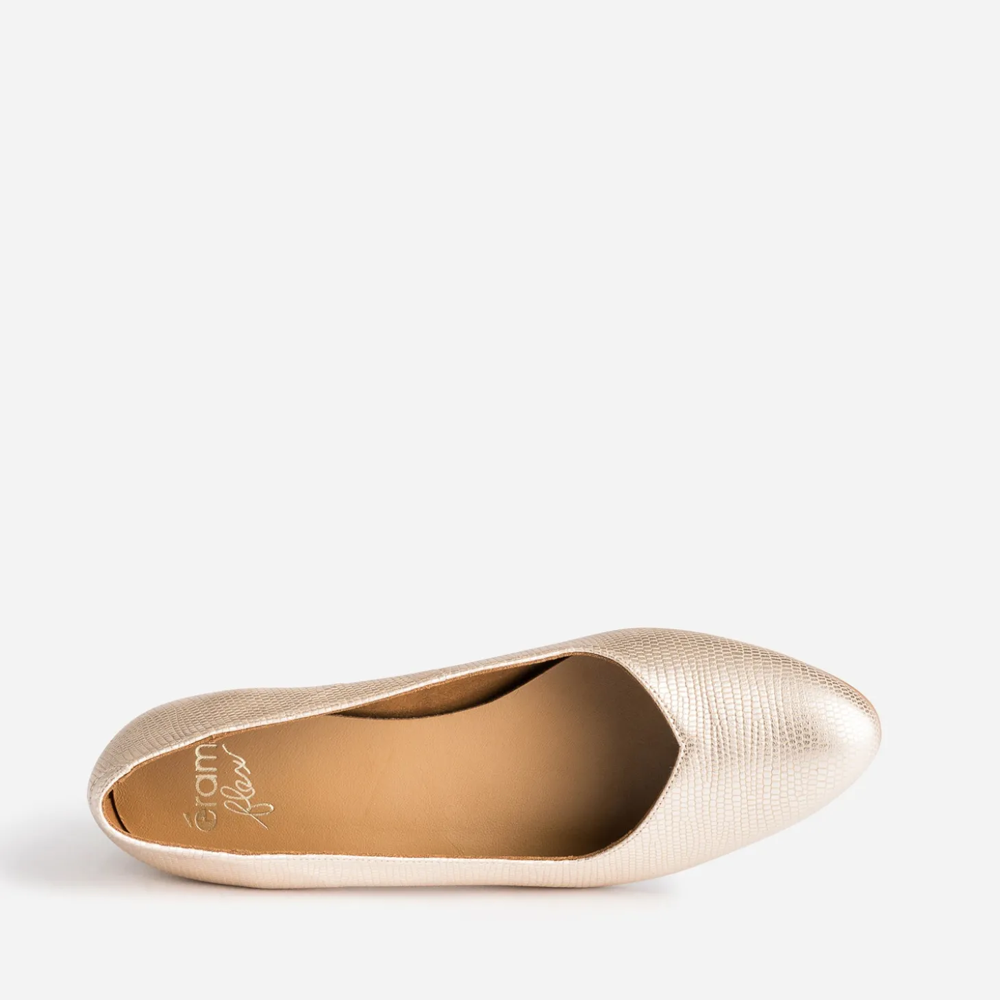 Escarpin ERAM FLEX doré en cuir embossé