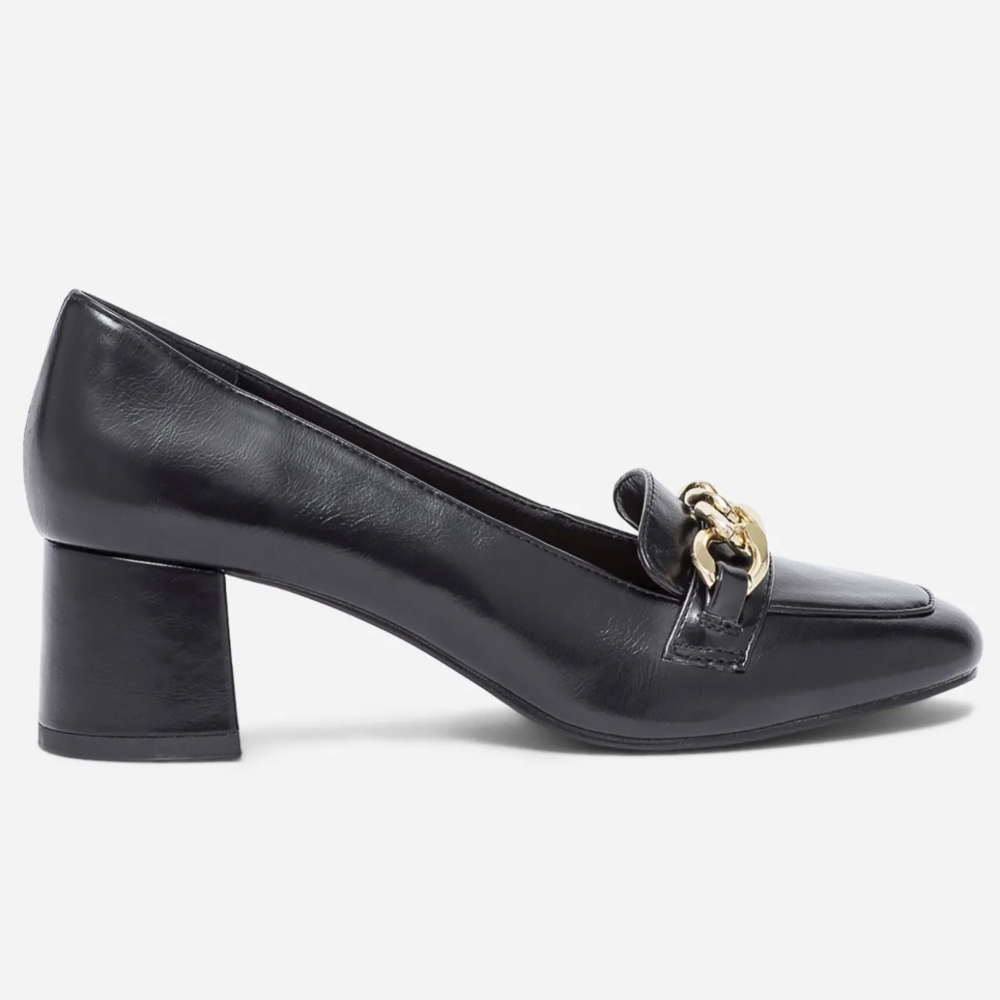Escarpin noir à talon et chaîne-bijou