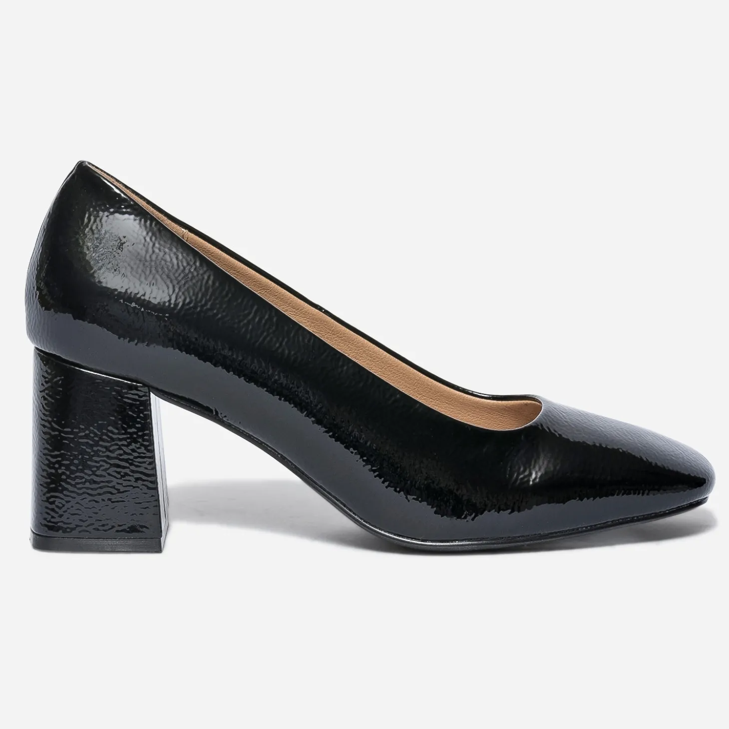 Escarpin noir verni à bout carré