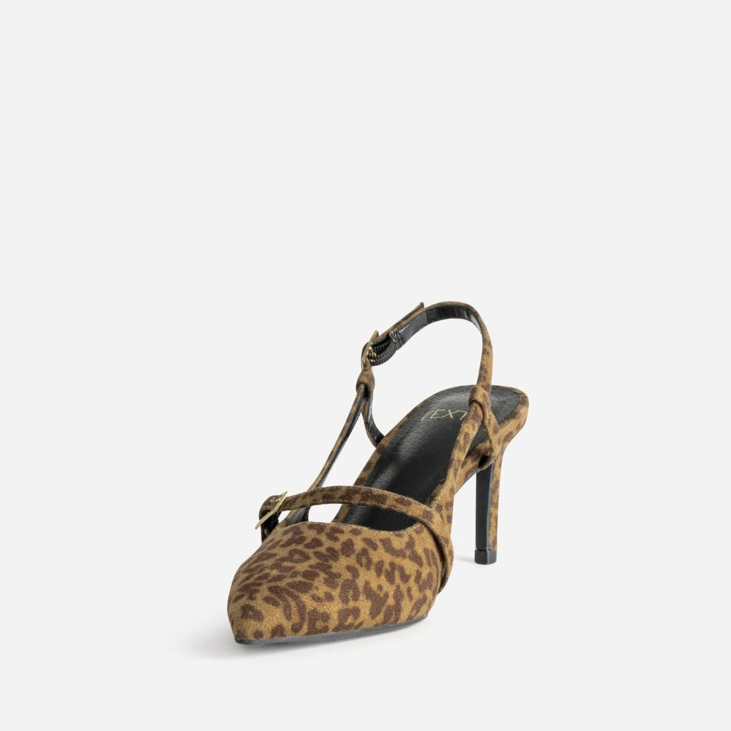 Escarpin slingback TEXTO marron suédé effet léopard