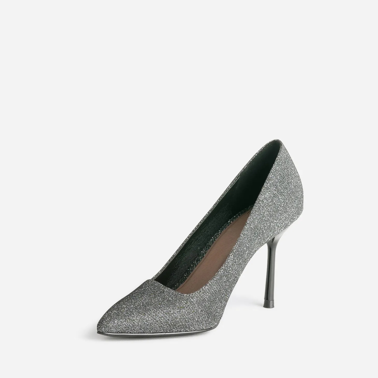 Escarpin TEXTO gris pailleté avec découpe biais