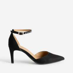 Escarpin TEXTO noir suédé à bride strassée