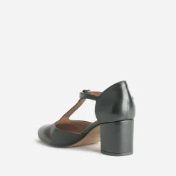 Escarpin-salomé noir éco-conçu en cuir