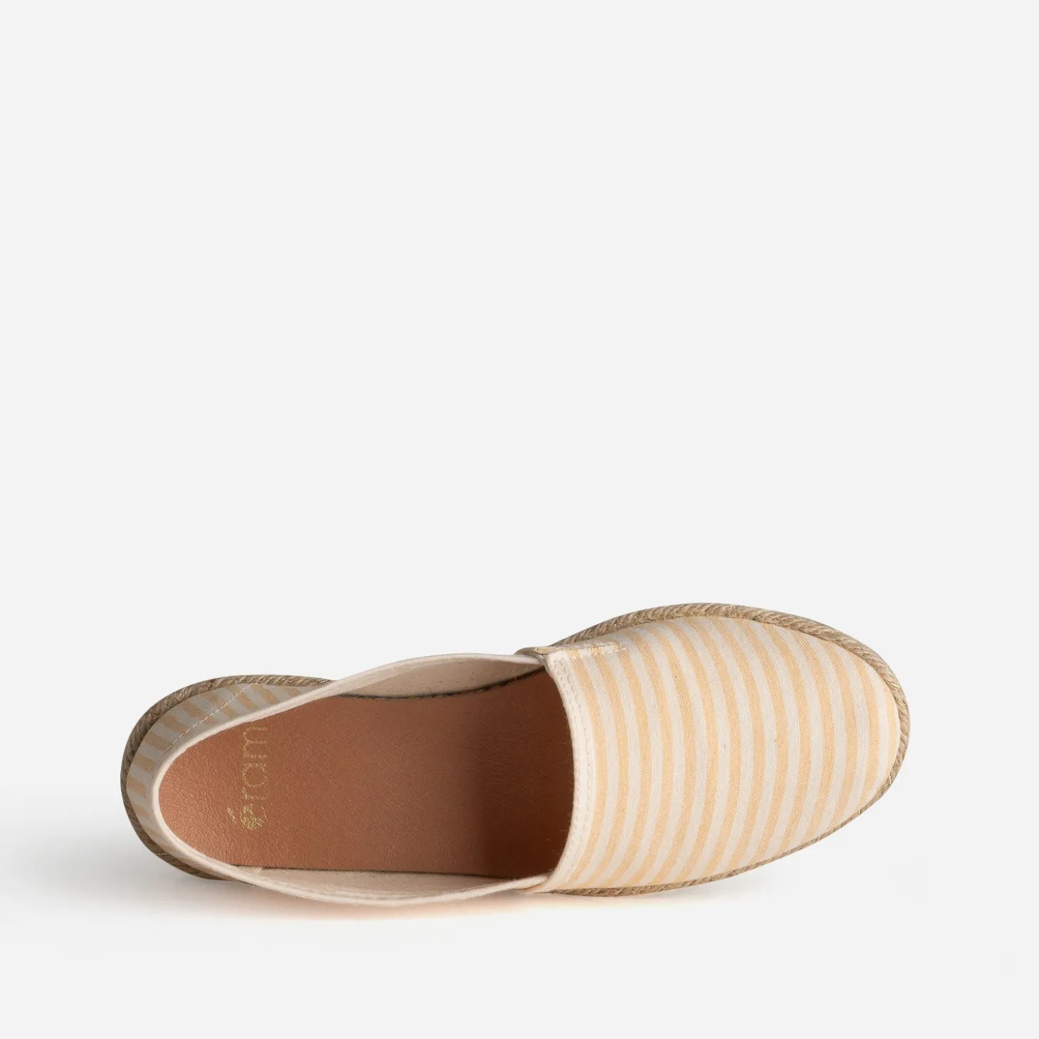 Espadrille beige toile rayée jaune