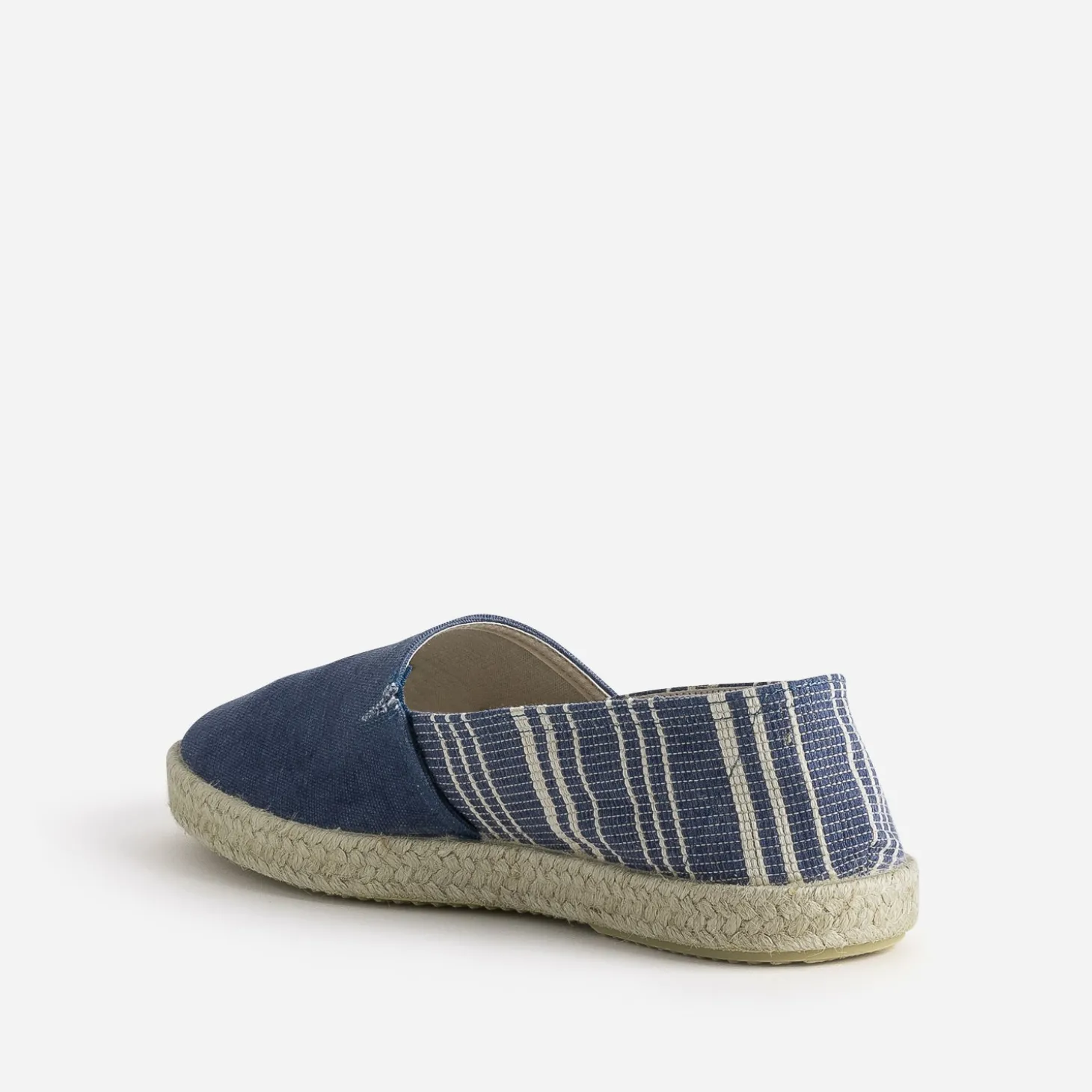 Espadrille bleue toile motif rayures