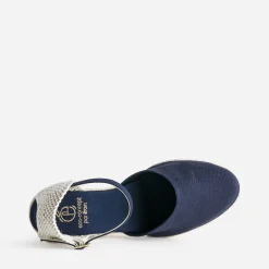 Espadrille compensée bleu marine en toile