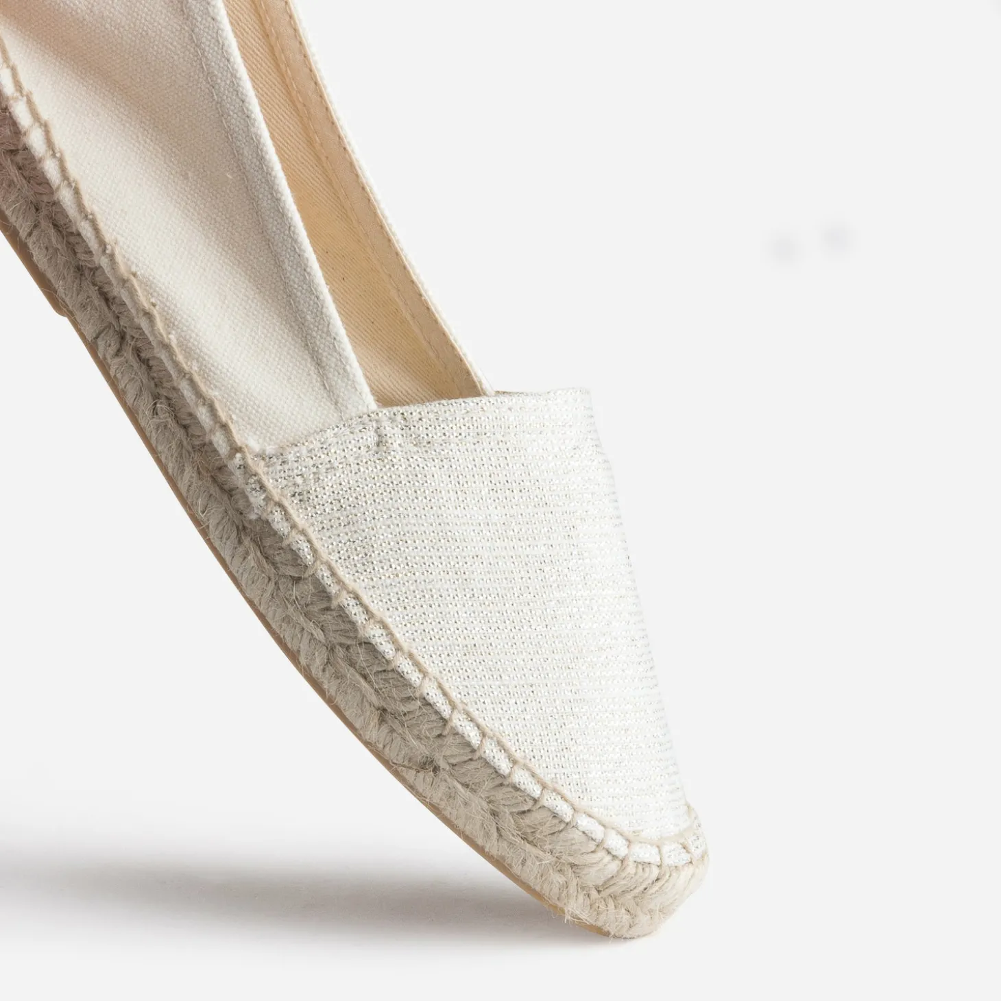 Espadrille écrue et argentée toile