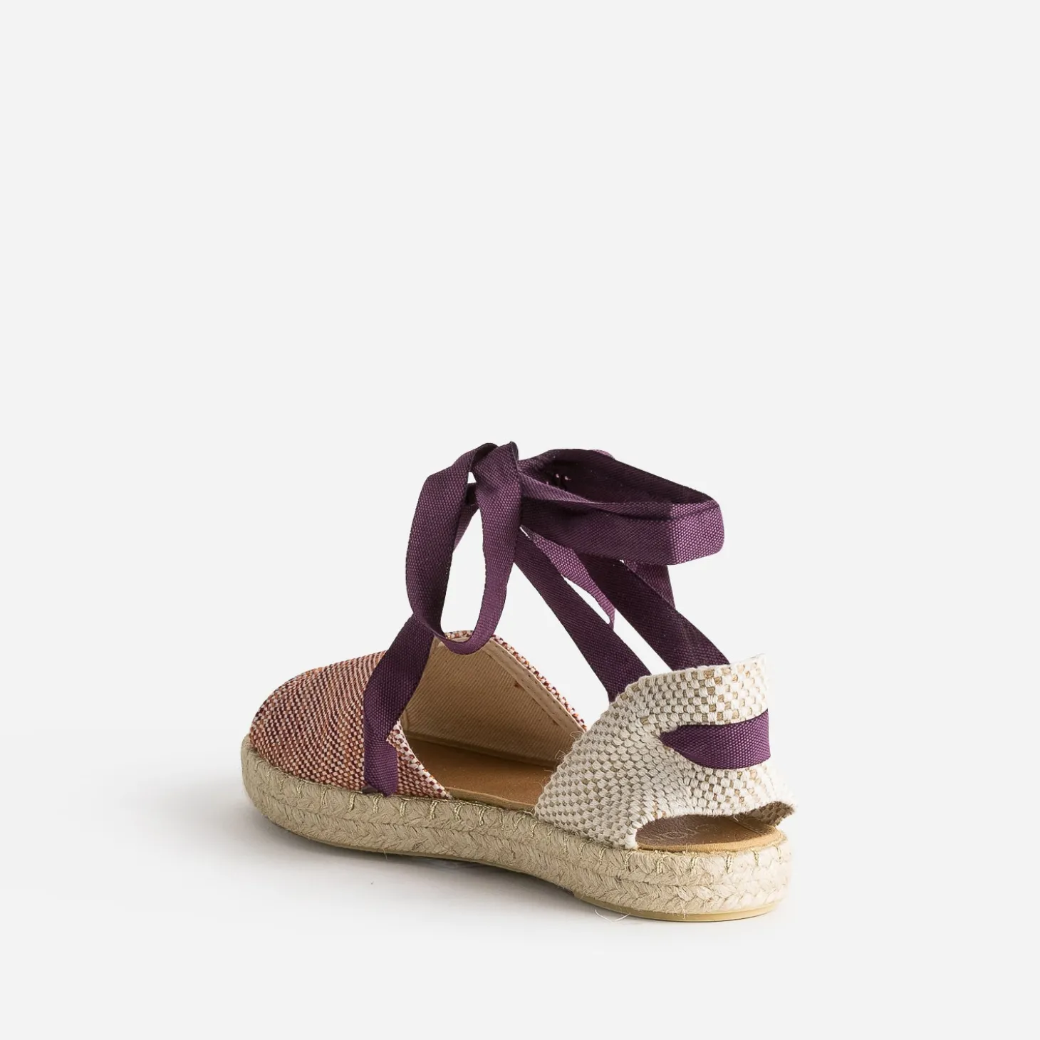 Espadrille violet, corail, blanc en textile