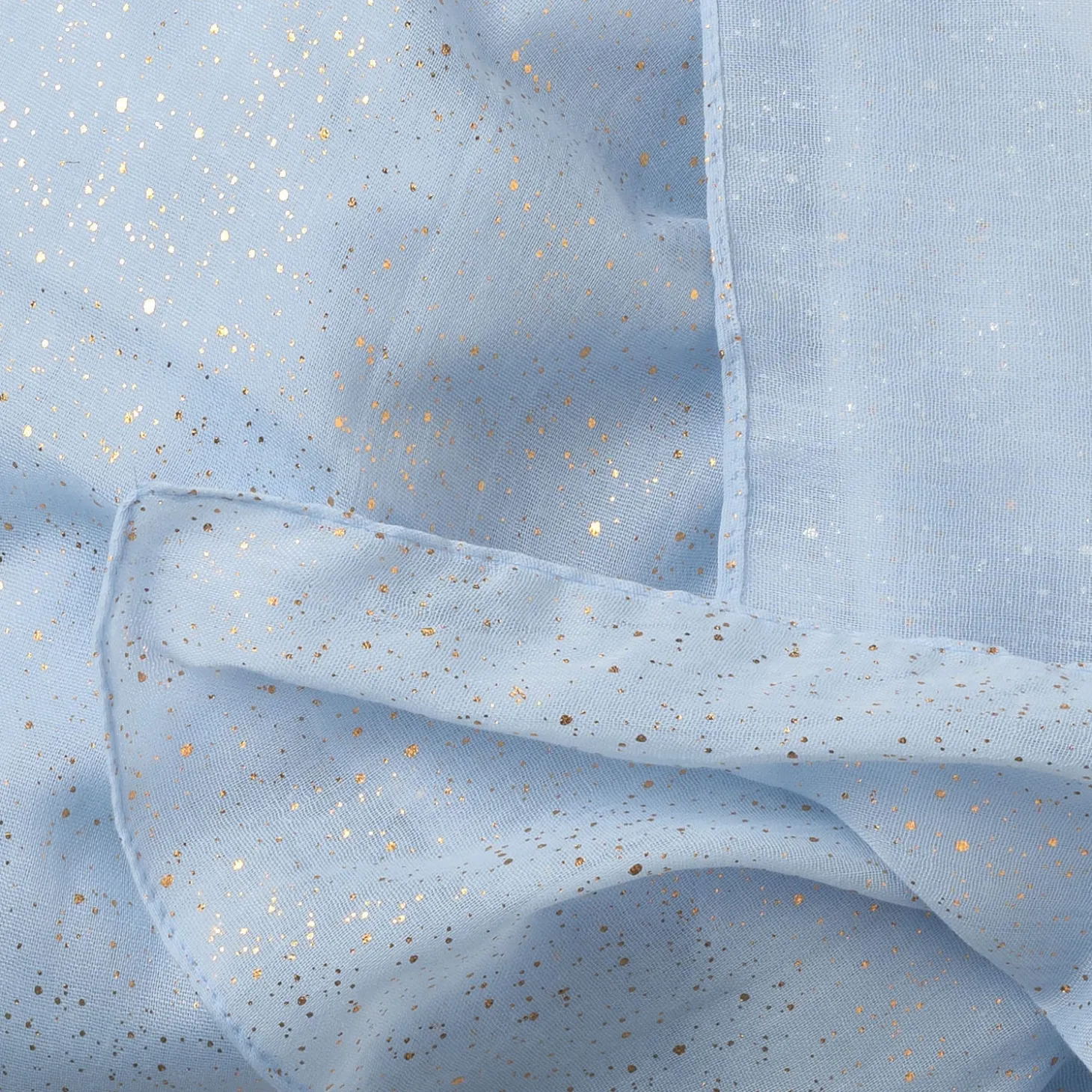 Foulard baby blue pailleté doré