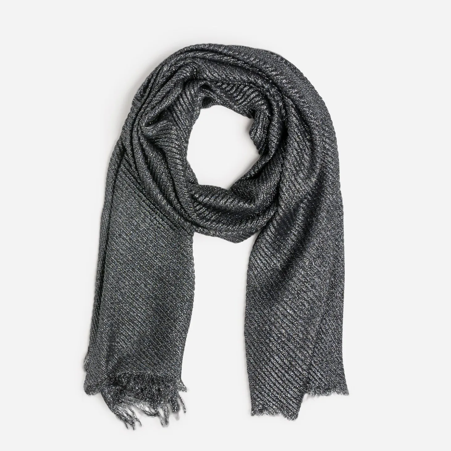 Foulard TEXTO noir pailleté et plissé