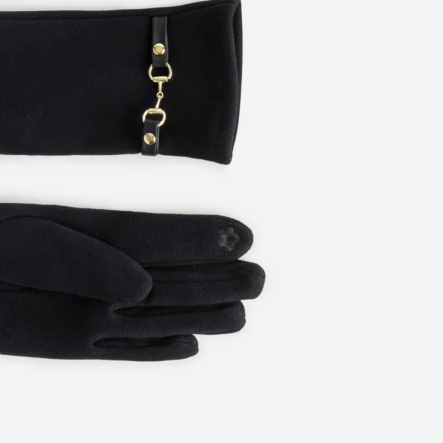 Gants noirs en textile décor mors