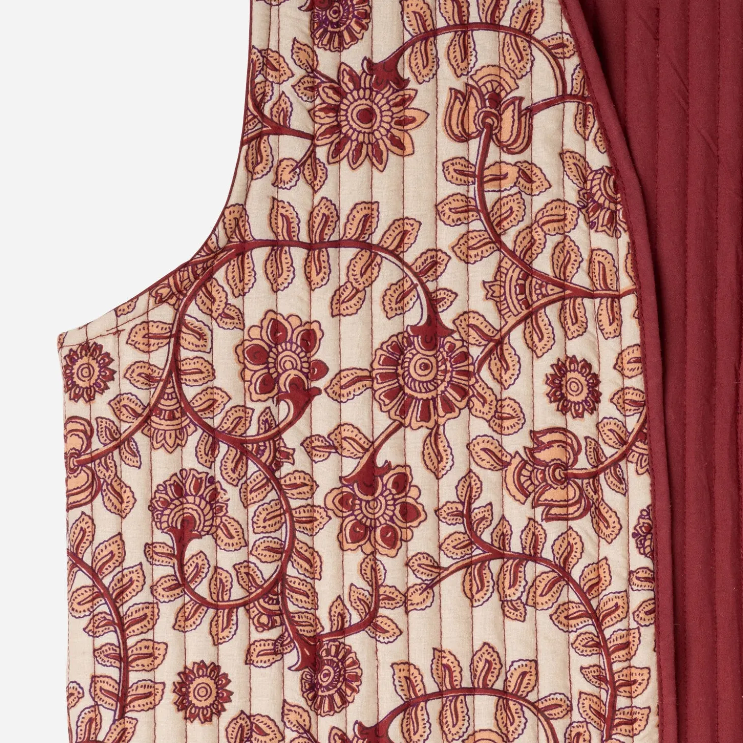 Gilet réversible TEXTO rouge motif fleurs indiennes