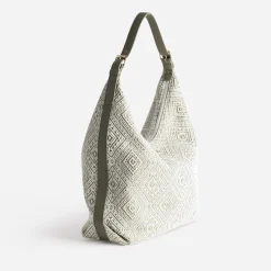 Grand sac kaki brodé